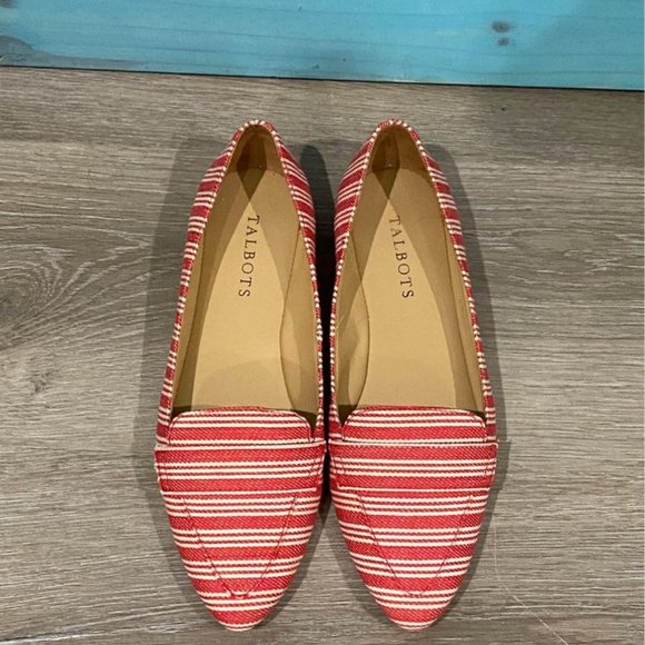 NWOT Talbots Red & White Striped Flats -6.5 - Picture 5 of 10